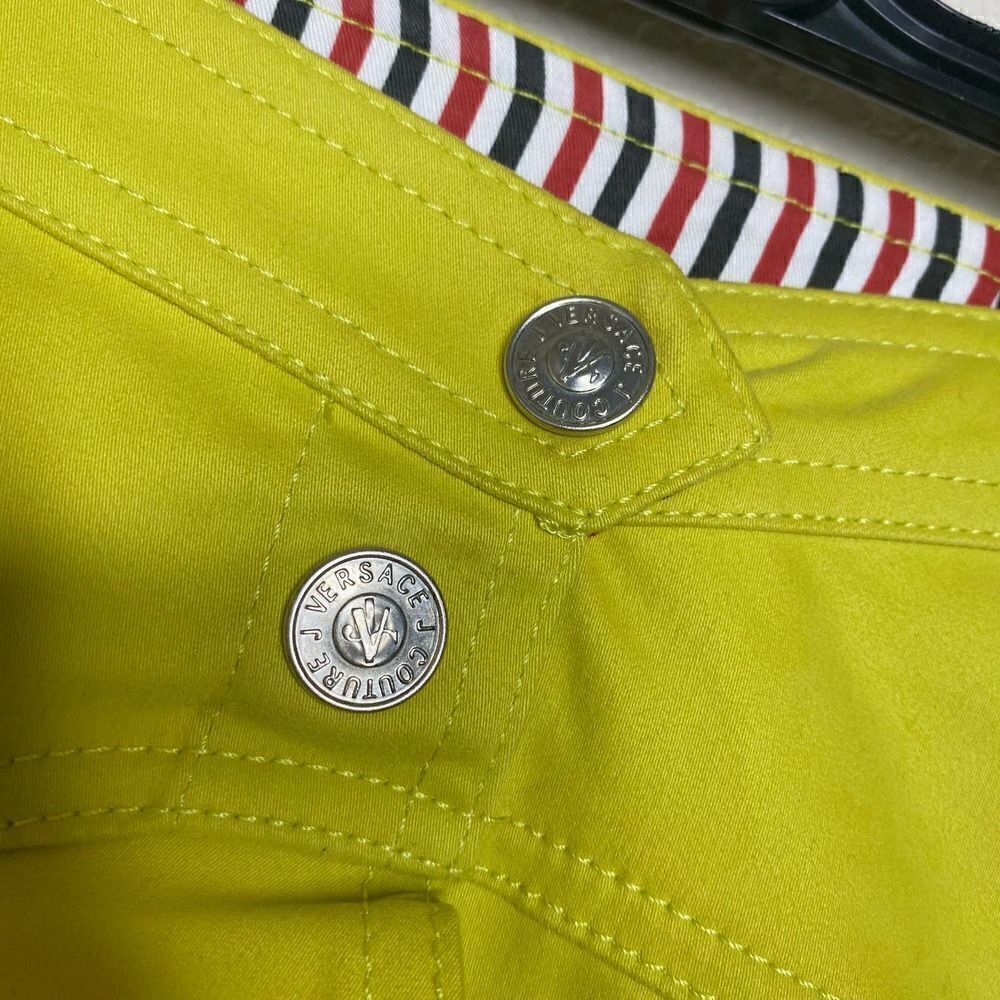 Versace Jeans Couture 2000's Tulip Hem Yellow Mini Skirt Girly Chic Size 24/38 - Picture 7 of 7